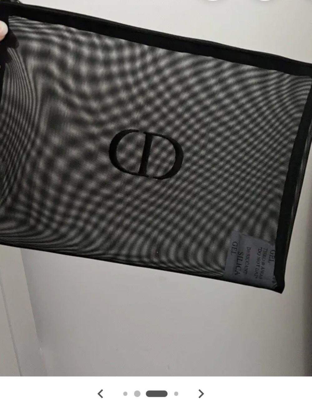 Dior Black Mesh Toiletry Pouch with CD Logo